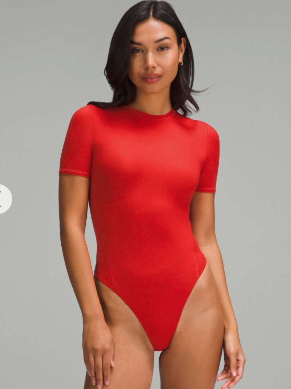 Lululemon Wundermost Ultra-Soft Nulu Short-Sleeve Crew Thong Bodysuit Red Size S